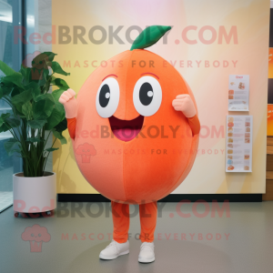 Peach Shakshuka mascot costume character dressed with a Bodysuit and Foot pads