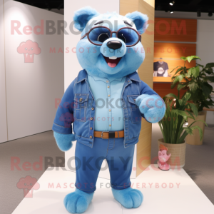 Cyan Beaver maskot kostym...