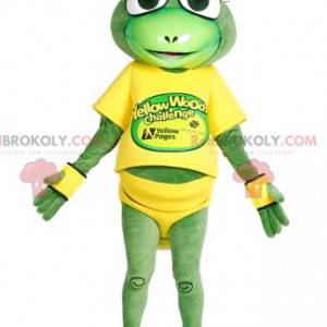 Mascote gafanhoto com roupa de corrida amarela - Redbrokoly.com