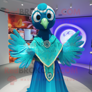 Turquoise Peacock mascotte...