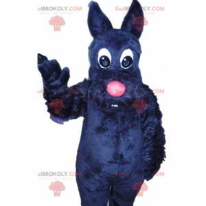 Kleine zwarte hond mascotte met zijn roze snuit - Redbrokoly.com