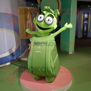 Olive Golf Bag mascot costume character dressed with a A-Line Skirt and Watches