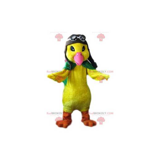 Big yellow chick mascot in aviator outfit - Redbrokoly.com