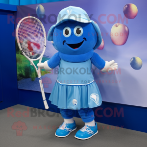 Blauw tennisracket mascotte...