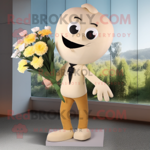 Beige Bouquet Of Flowers mascot costume character dressed with a Swimwear and Cufflinks