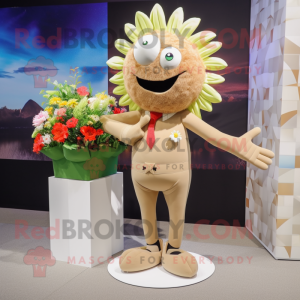 Beige Bouquet Of Flowers mascot costume character dressed with a Swimwear and Cufflinks