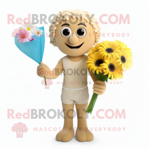 Beige Bouquet Of Flowers mascot costume character dressed with a Swimwear and Cufflinks