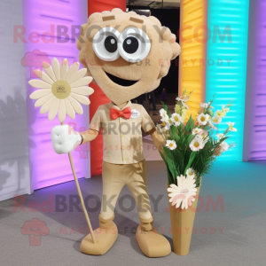 Beige Bouquet Of Flowers mascot costume character dressed with a Swimwear and Cufflinks