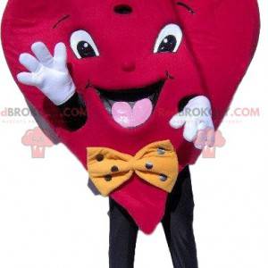Hjerte maskot med en lille hat og en slips - Redbrokoly.com