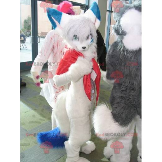 Mascote gato azul e branco charmoso e peludo - Redbrokoly.com