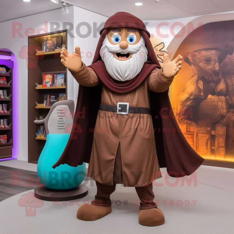 Brown Wizard mascot costume character dressed with a Capri Pants and Watches