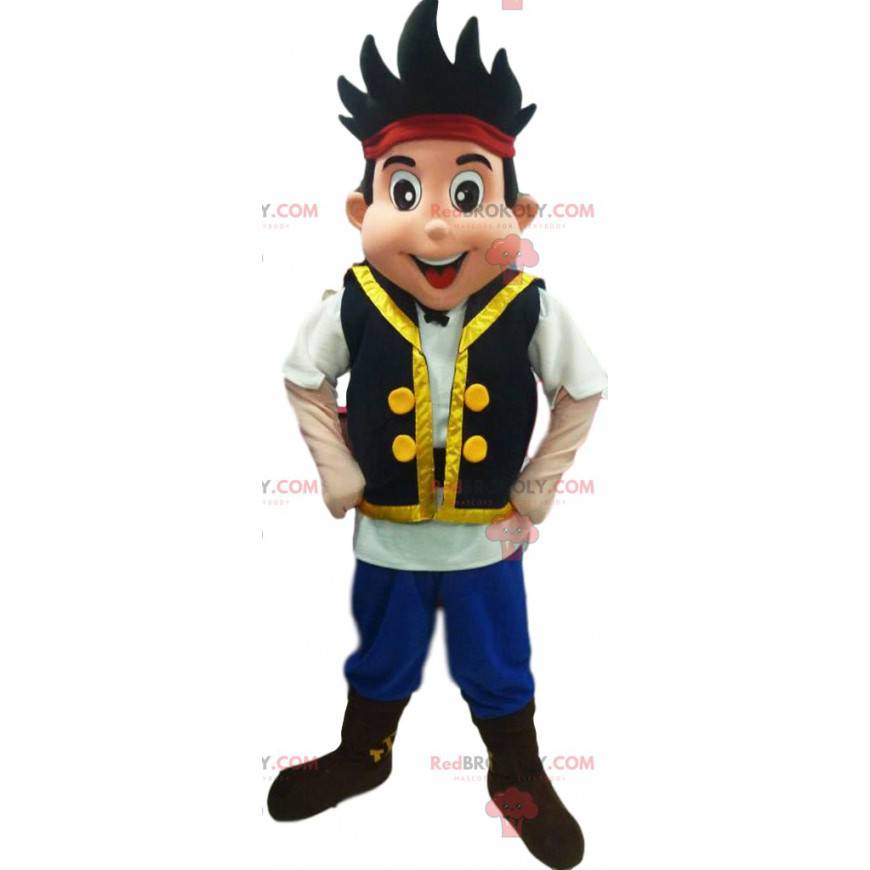 Mascote do personagem mangá com uma linda jaqueta preta e Mascote do personagem mangá com uma linda jaqueta preta e