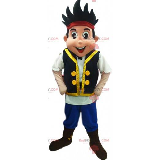 Manga character mascot with a beautiful black and yellow jacket