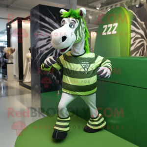 Green Zebra mascot costume character dressed with a Running Shorts and Pocket squares