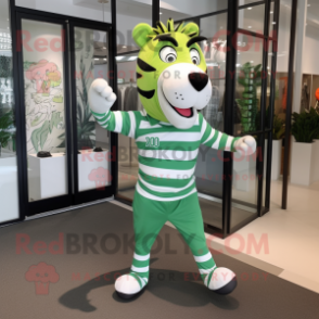 Green Zebra mascot costume character dressed with a Running Shorts and Pocket squares