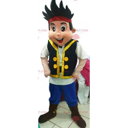 Mascotte personaggio manga con una bellissima giacca nera e