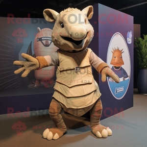 Tan Armadillo maskot drakt...