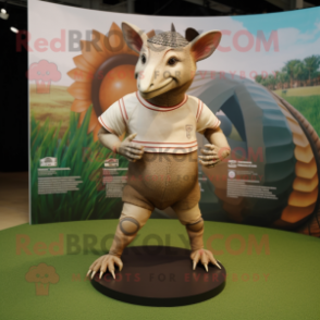 Tan Armadillo mascot costume character dressed with a Shorts and Anklets