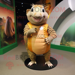 Tan Armadillo mascot costume character dressed with a Shorts and Anklets