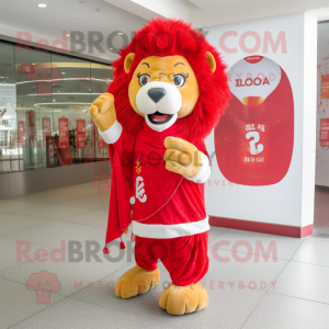 Red Lion maskot drakt figur...