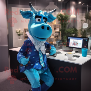 Blue Cow maskot kostume...