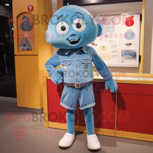 Sky Blue Ray maskot kostume...