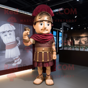 Brown Roman Soldier mascot costume character dressed with a Mini Dress and Beanies