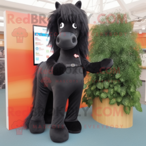 Black Mare mascot costume character dressed with a Trousers and Hair clips