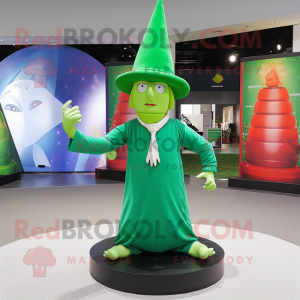 Green Magician mascot costume character dressed with a Yoga Pants and Hats