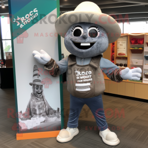 Gray Tacos mascot costume character dressed with a Rugby Shirt and Shoe laces