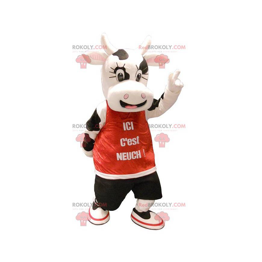 Mascote linda vaca preta e branca - Redbrokoly.com