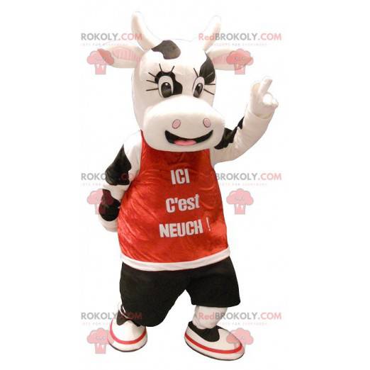 Mascot vaca bastante blanco y negro - Redbrokoly.com