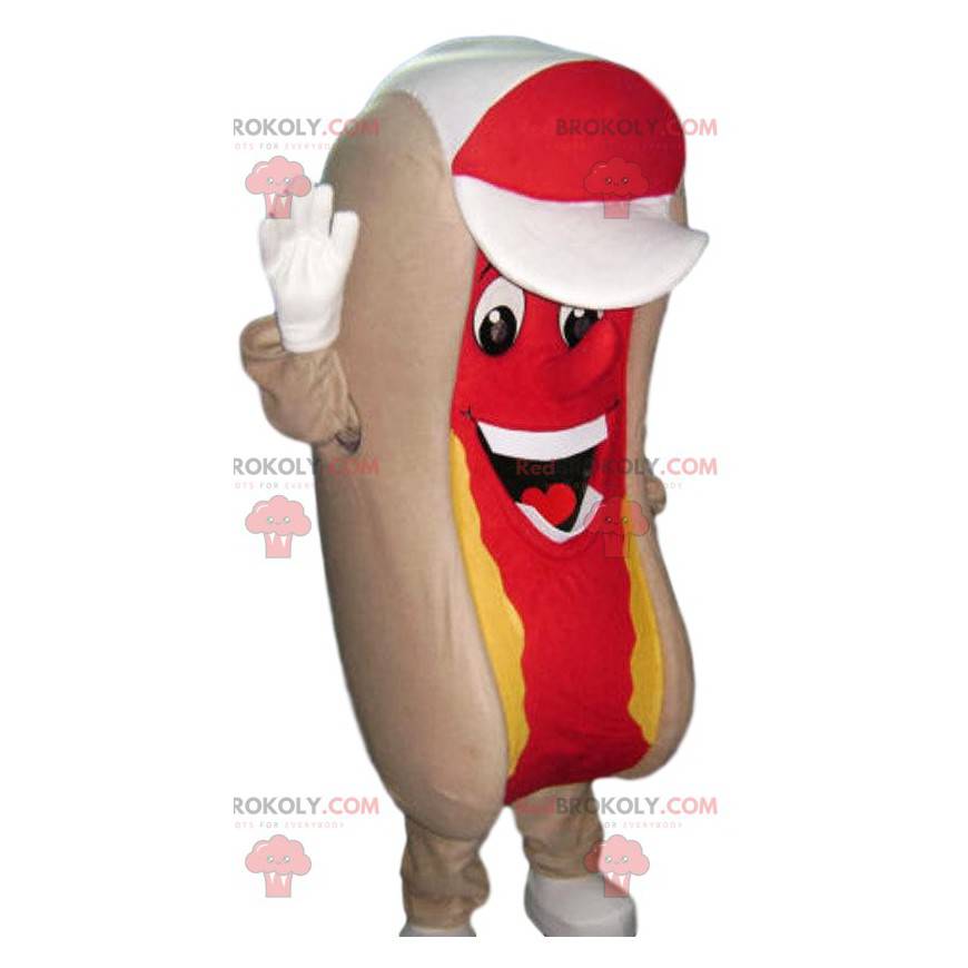 Hot dog maskot med sennep. Pølsekostyme - Redbrokoly.com