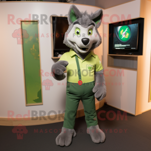 Green Wolf maskot kostume...