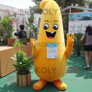 Yellow Carrot mascot costume character dressed with a Tank Top and Keychains