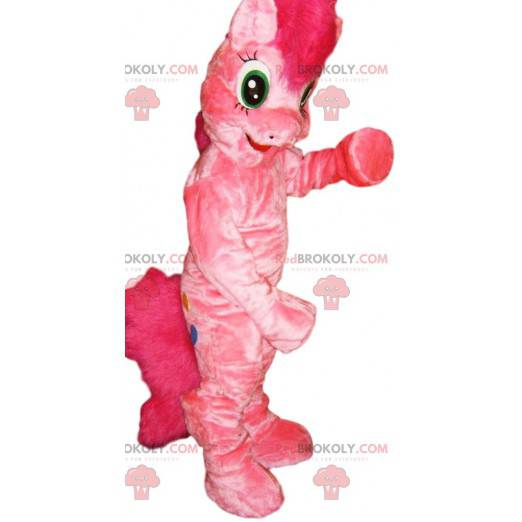 Pink pony maskot med sin skøre manke - Redbrokoly.com