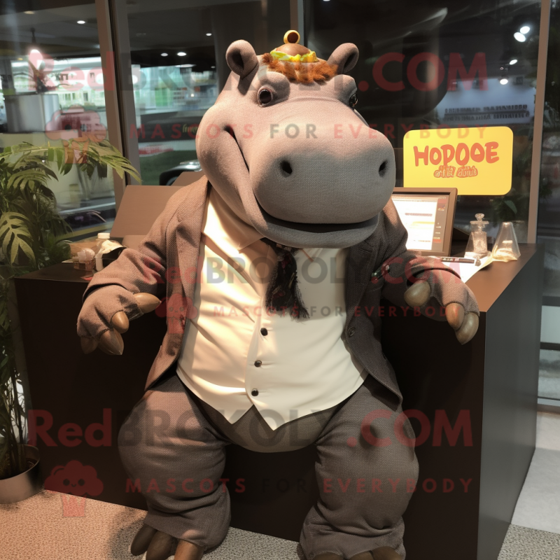 nan Hippopotamus mascot costume character dressed with a Suit and Anklets