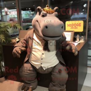 nan Hippopotamus mascot costume character dressed with a Suit and Anklets