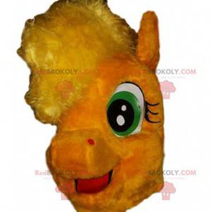 Gelbes Pony-Maskottchen mit seiner verrückten Mähne -
