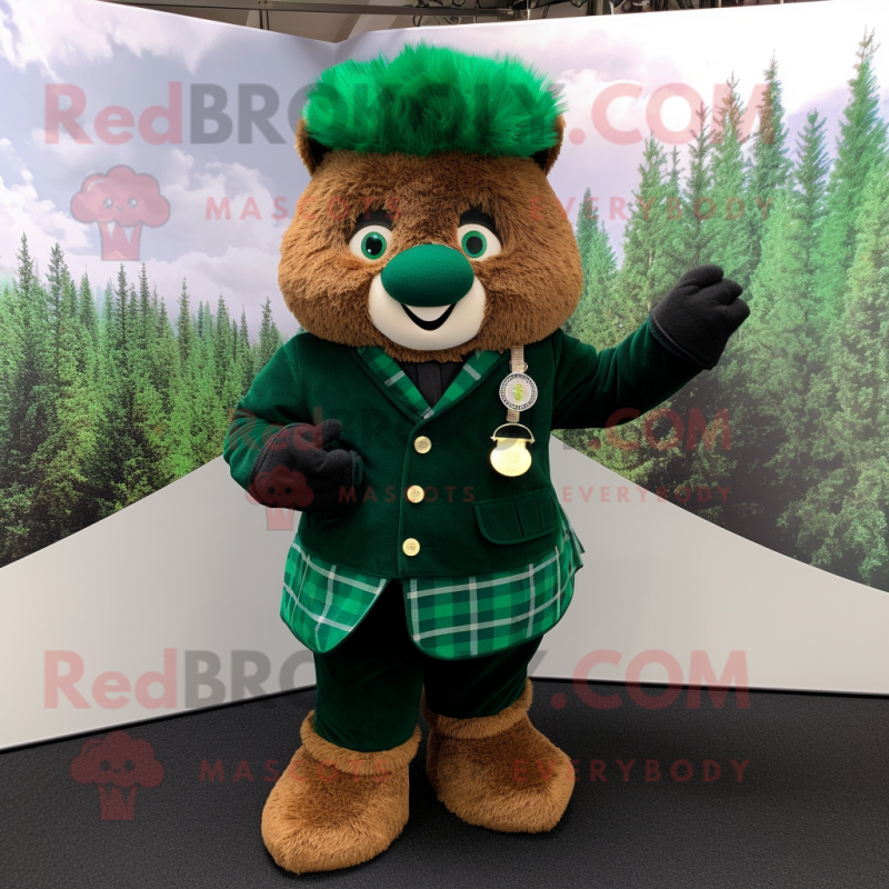 Forest Green Bagpipe mascot costume character dressed with a Suit Jacket and Mittens Forest Green Bagpipe mascot costume character dressed with a Suit Jacket and Mittens