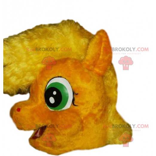 Mascotte de poney jaune avec sa crinière folle - Redbrokoly.com