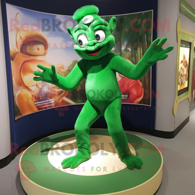 Forest Green Contortionist mascot costume character dressed with a Romper and Ties Forest Green Contortionist mascot costume character dressed with a Romper and Ties