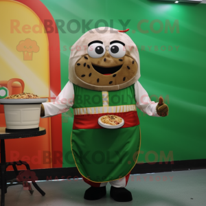 nan Falafel mascot costume character dressed with a Tank Top and Belts