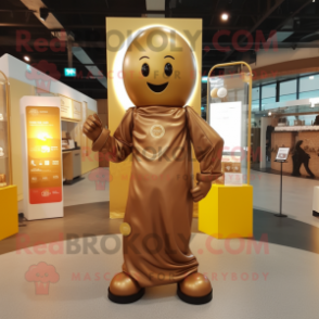 Gold Chocolates mascot costume character dressed with a Long Sleeve Tee and Messenger bags