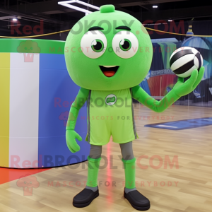 Olive Volleyball Ball mascot costume character dressed with a Long Sleeve Tee and Ties