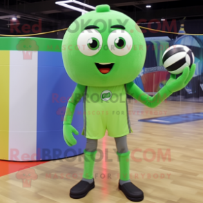 Olive Volleyball Ball mascot costume character dressed with a Long Sleeve Tee and Ties