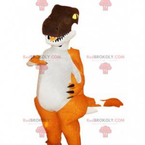 Mascote Tyrex laranja e marrom. Fantasia de Tyrex -