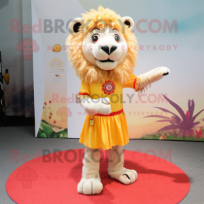 nan Lion mascot costume character dressed with a Shift Dress and Anklets