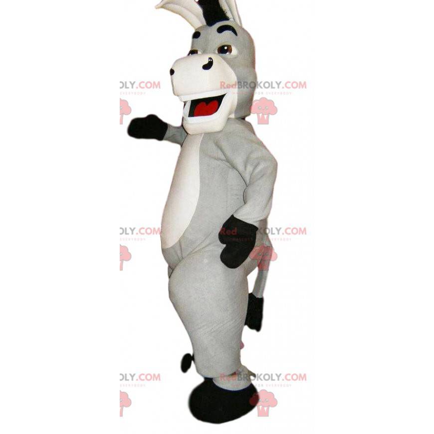 Super happy gray donkey mascot. Gray donkey costume -