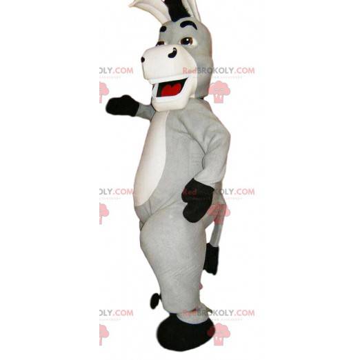 Super happy gray donkey mascot. Gray donkey costume -